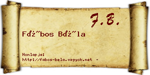 Fábos Béla névjegykártya