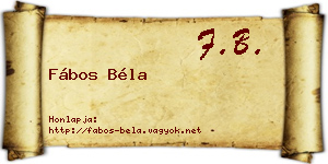 Fábos Béla névjegykártya